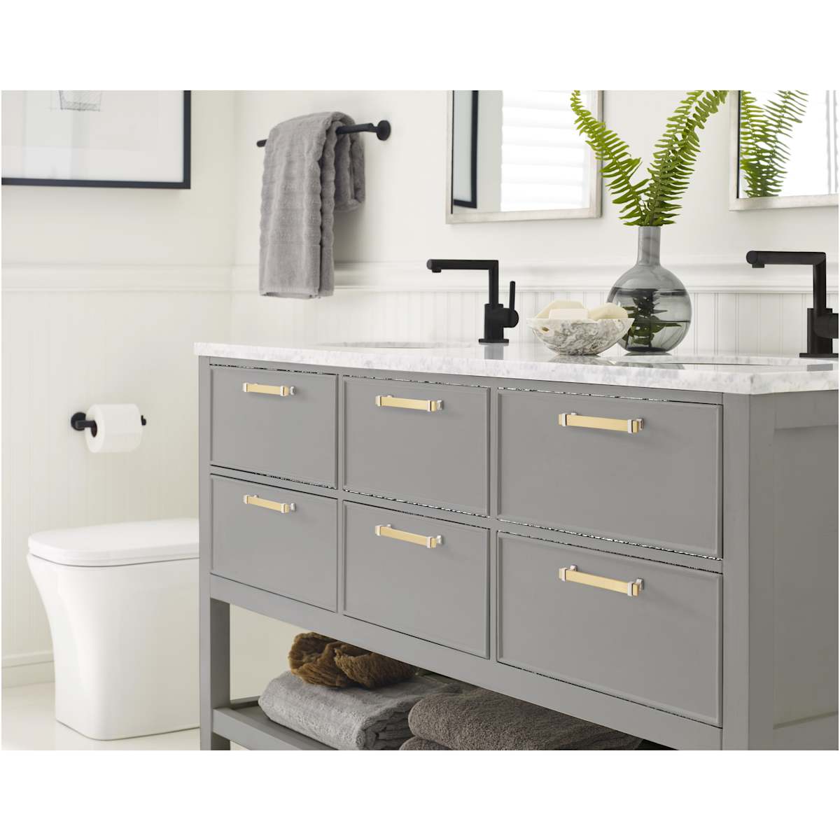 Amerock - BP36683BGLG10 - Overton 6-5/16 Inch Center to Center Bar Cabinet Pull in Brushed Gold / Satin Nickel
