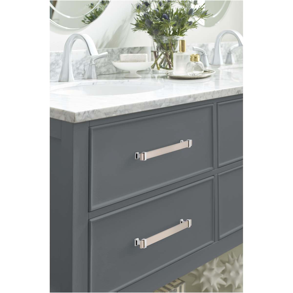 Amerock - BP36684BMB26 - Overton 8-13/16 Inch Center to Center Bar Cabinet Pull in Brushed Matte Black / Polished Chrome