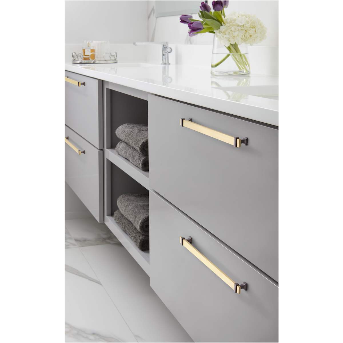 Amerock - BP36685BMBBGL - Overton 11-5/16 Inch Center to Center Bar Cabinet Pull in Brushed Matte Black / Brushed Gold