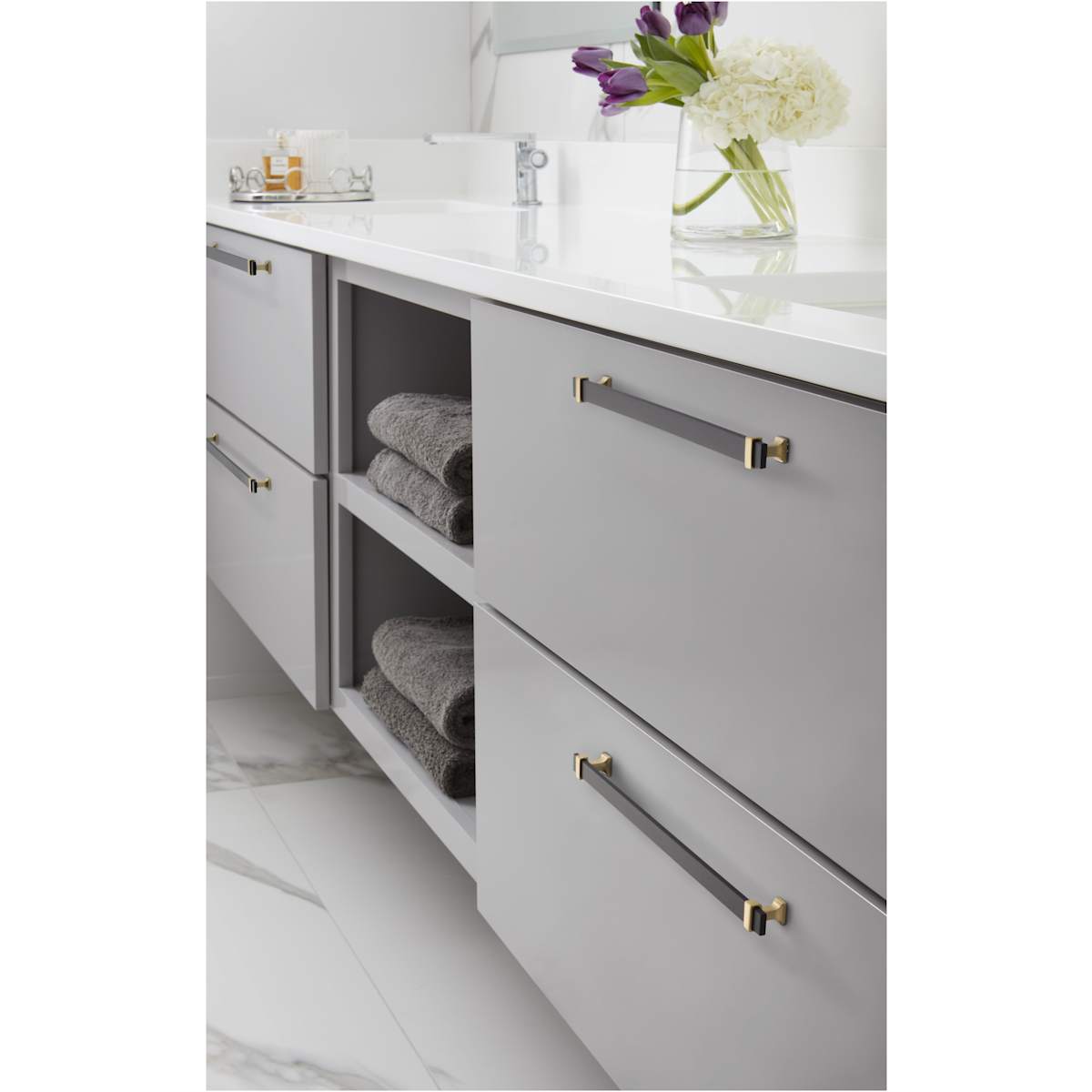 Amerock - BP36685BMBBGL - Overton 11-5/16 Inch Center to Center Bar Cabinet Pull in Brushed Matte Black / Brushed Gold