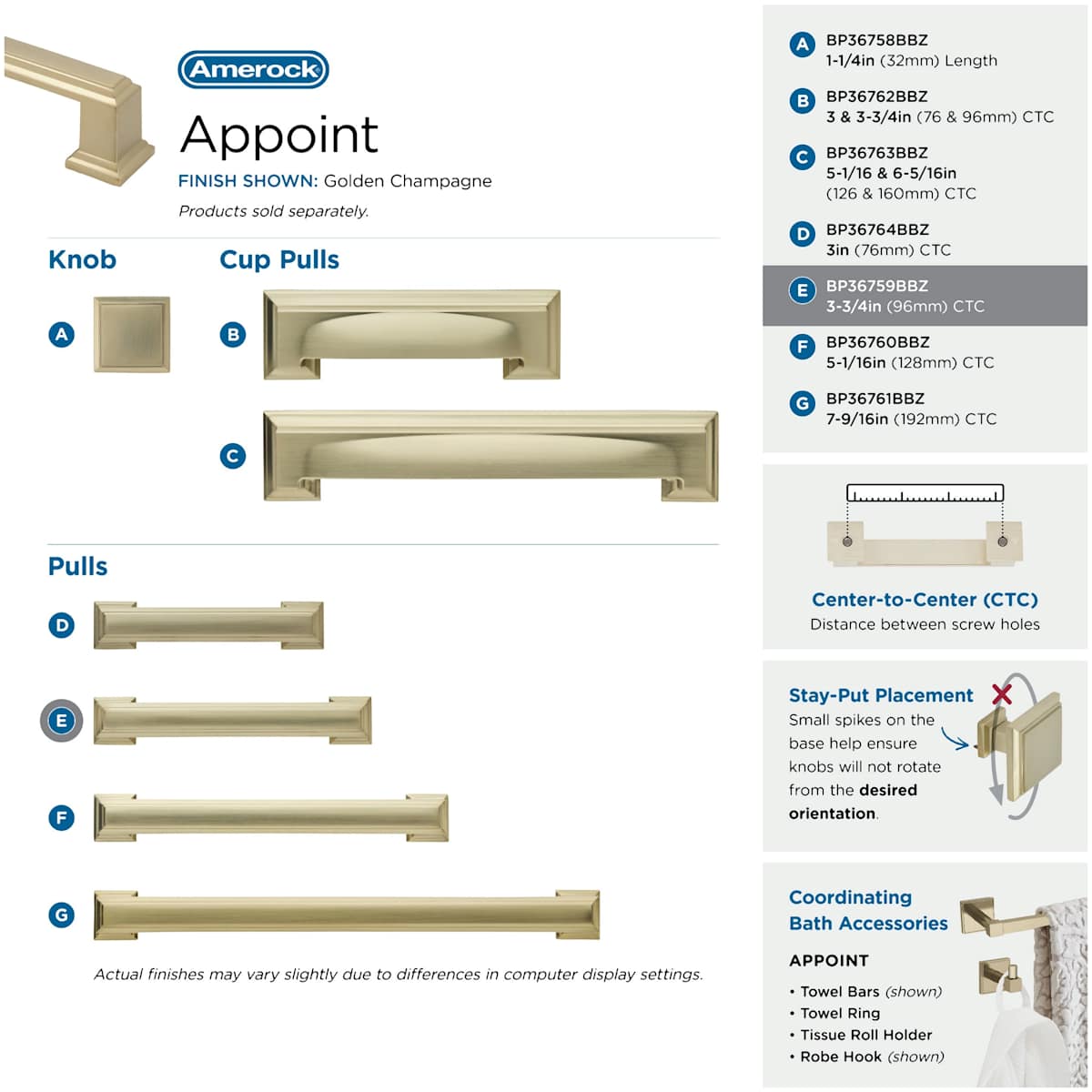 Amerock - BP36759G10 - Appoint 3-3/4 Inch Center to Center Handle Cabinet Pull in Satin Nickel