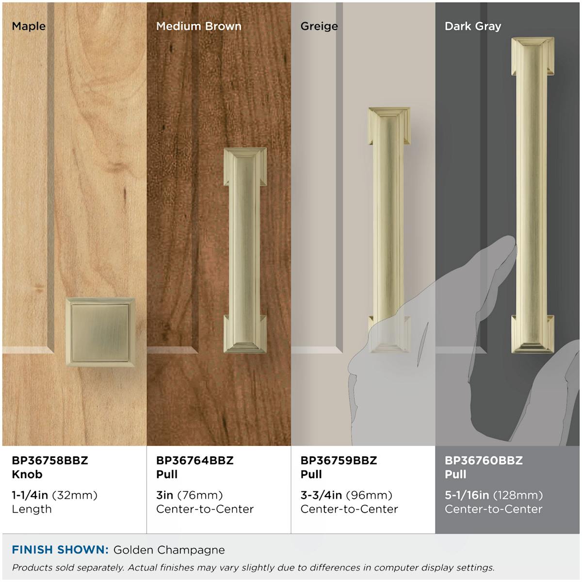 Amerock - BP36760BBZ - Appoint 5-1/16 Inch Center to Center Handle Cabinet Pull in Golden Champagne