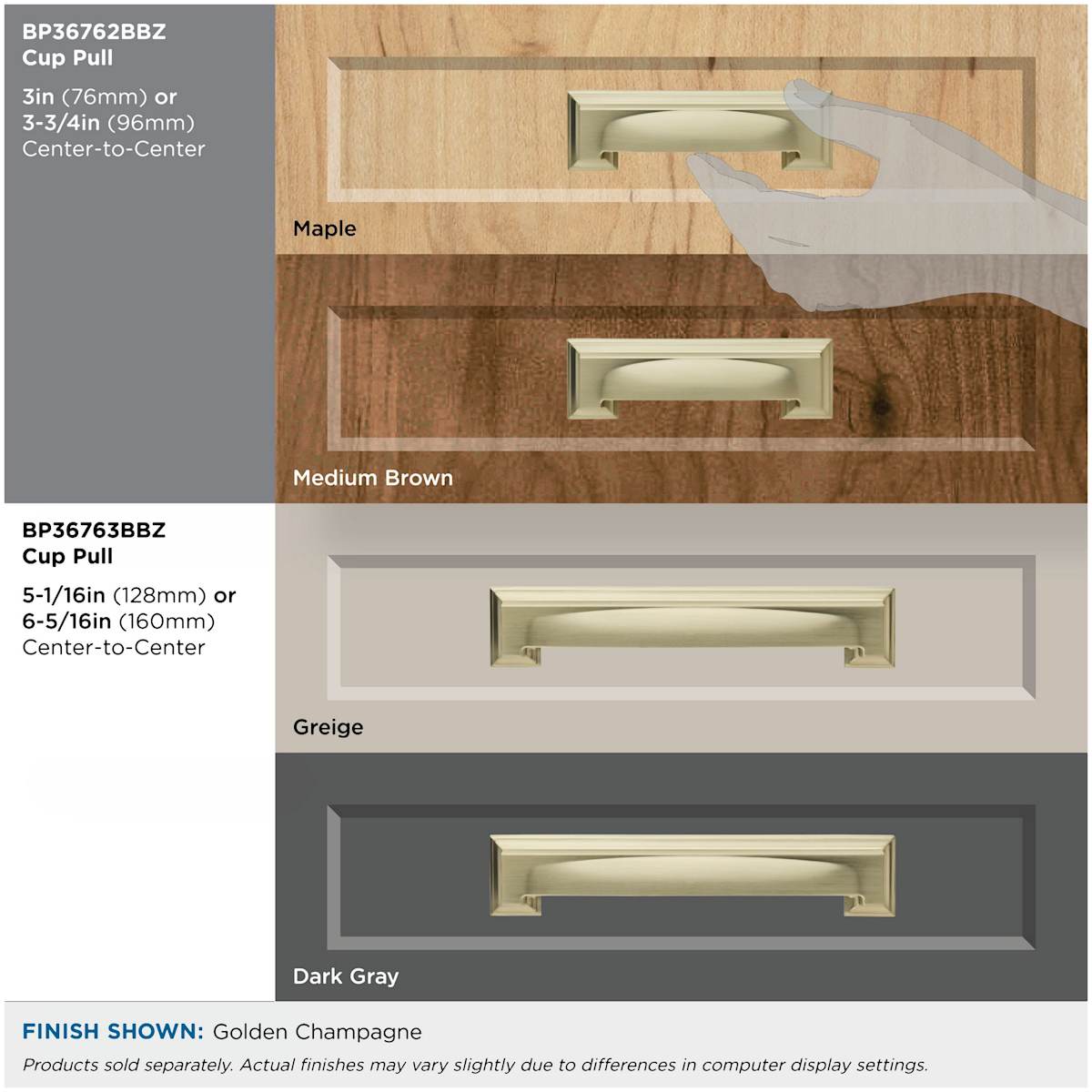 Amerock - BP36762CZ - Appoint 3 and 3-3/4 Inch Dual Center to Center Cup Cabinet Pull in Champagne Bronze