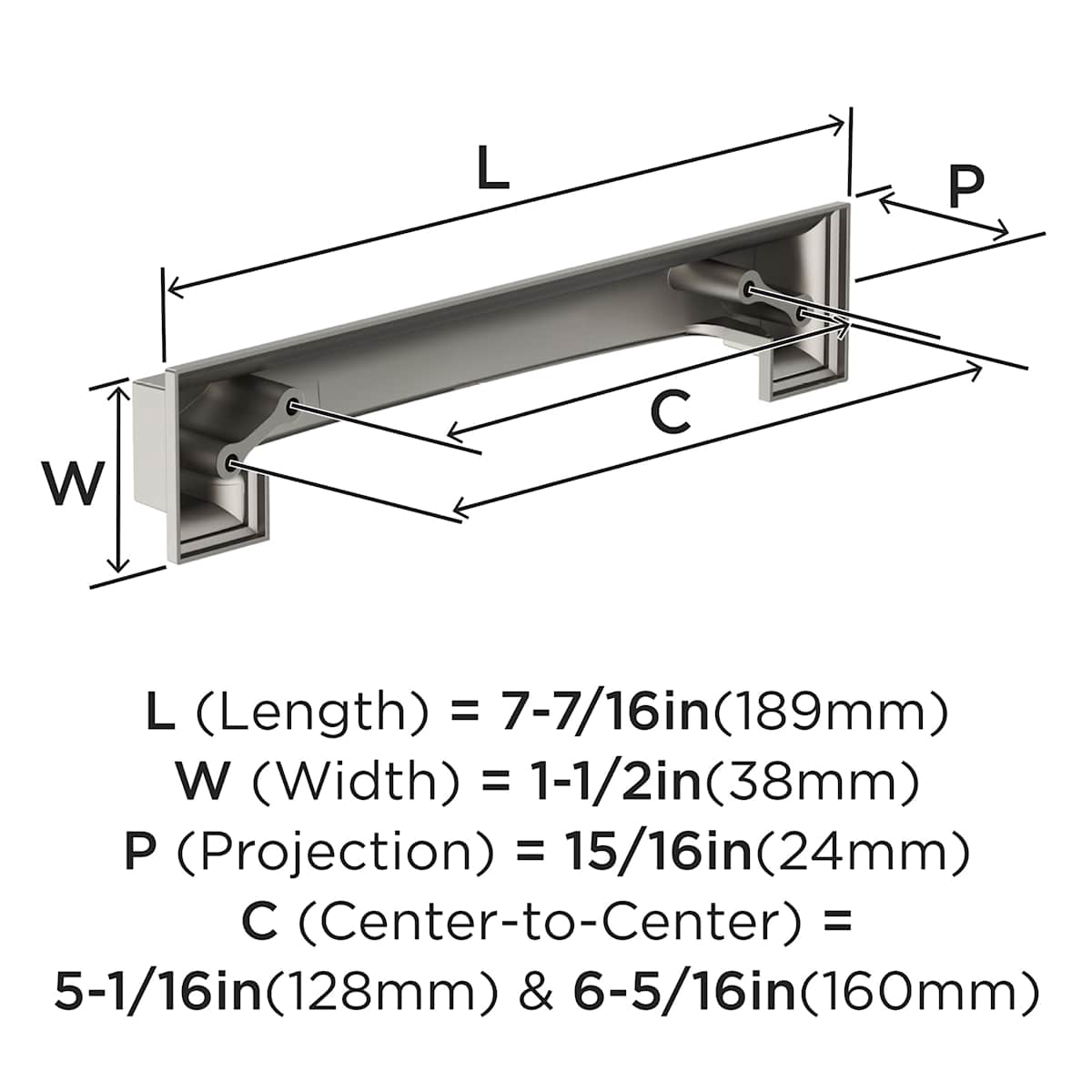 Amerock - BP36763BBZ - Appoint 5-1/16 and 6-5/16 Inch Dual Center to Center Cup Cabinet Pull in Golden Champagne