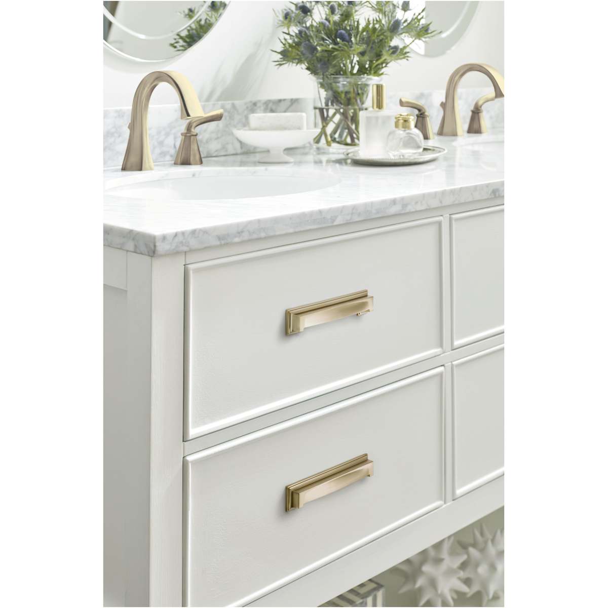 Amerock - BP36763BBZ - Appoint 5-1/16 and 6-5/16 Inch Dual Center to Center Cup Cabinet Pull in Golden Champagne