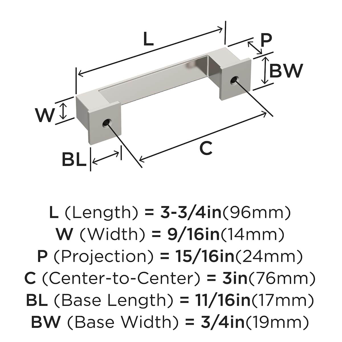 Amerock - BP36764PN - Appoint 3 Inch Center to Center Handle Cabinet Pull in Polished Nickel