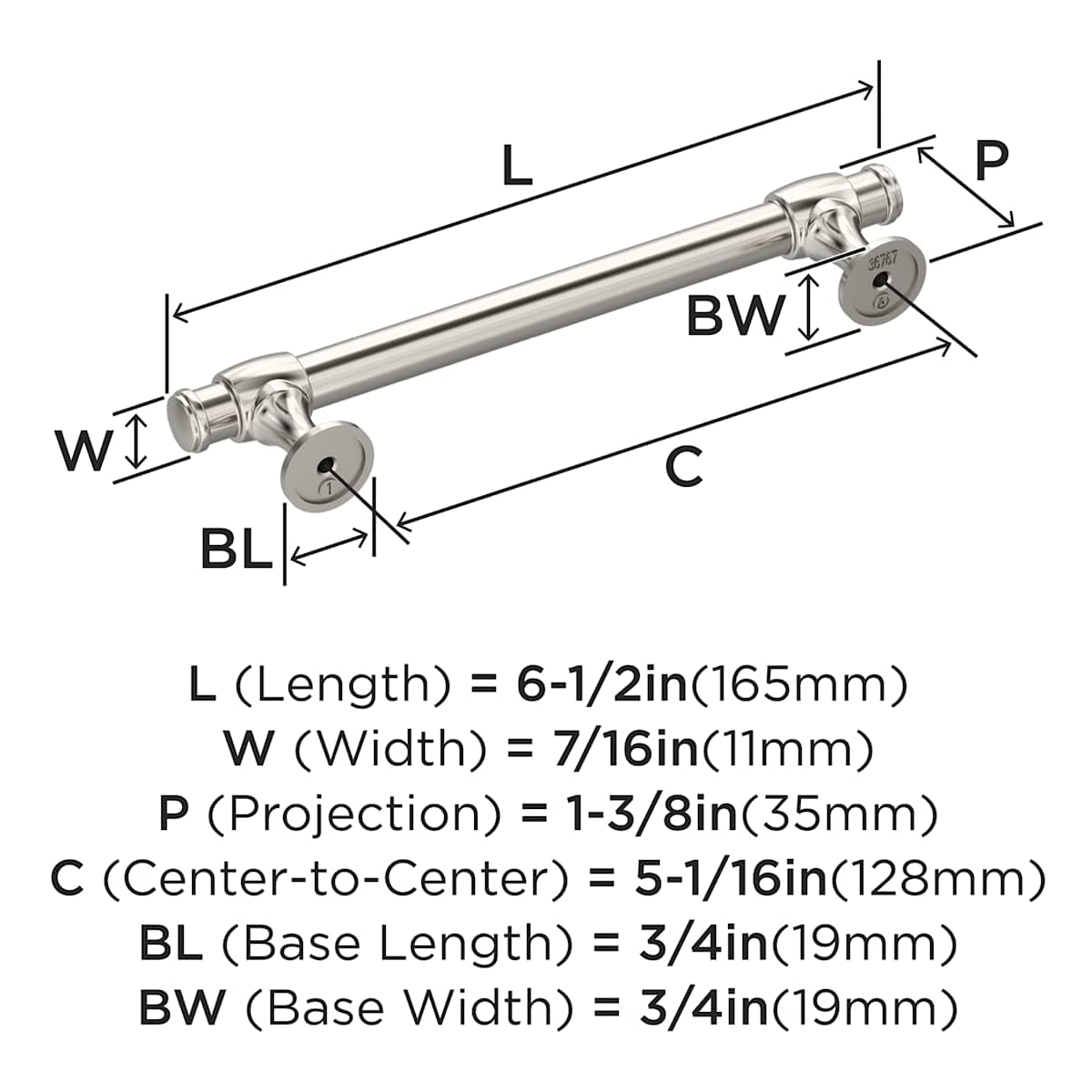 Amerock - BP36767G10 - Winsome 5-1/16 Inch Center to Center Bar Cabinet Pull in Satin Nickel