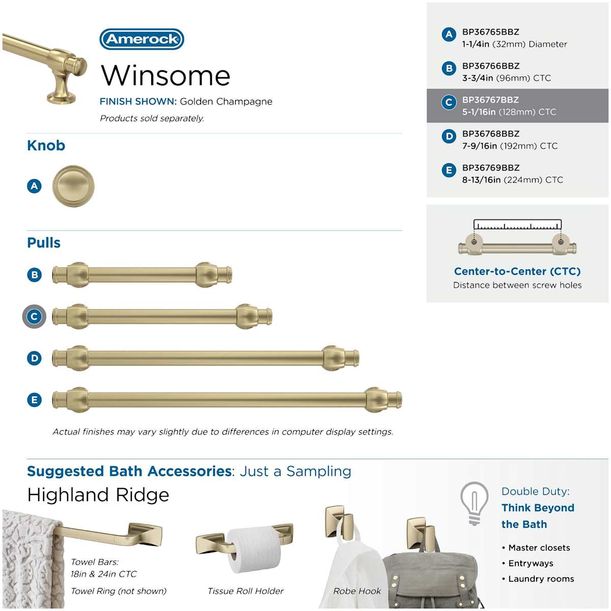 Amerock - BP36767G10 - Winsome 5-1/16 Inch Center to Center Bar Cabinet Pull in Satin Nickel