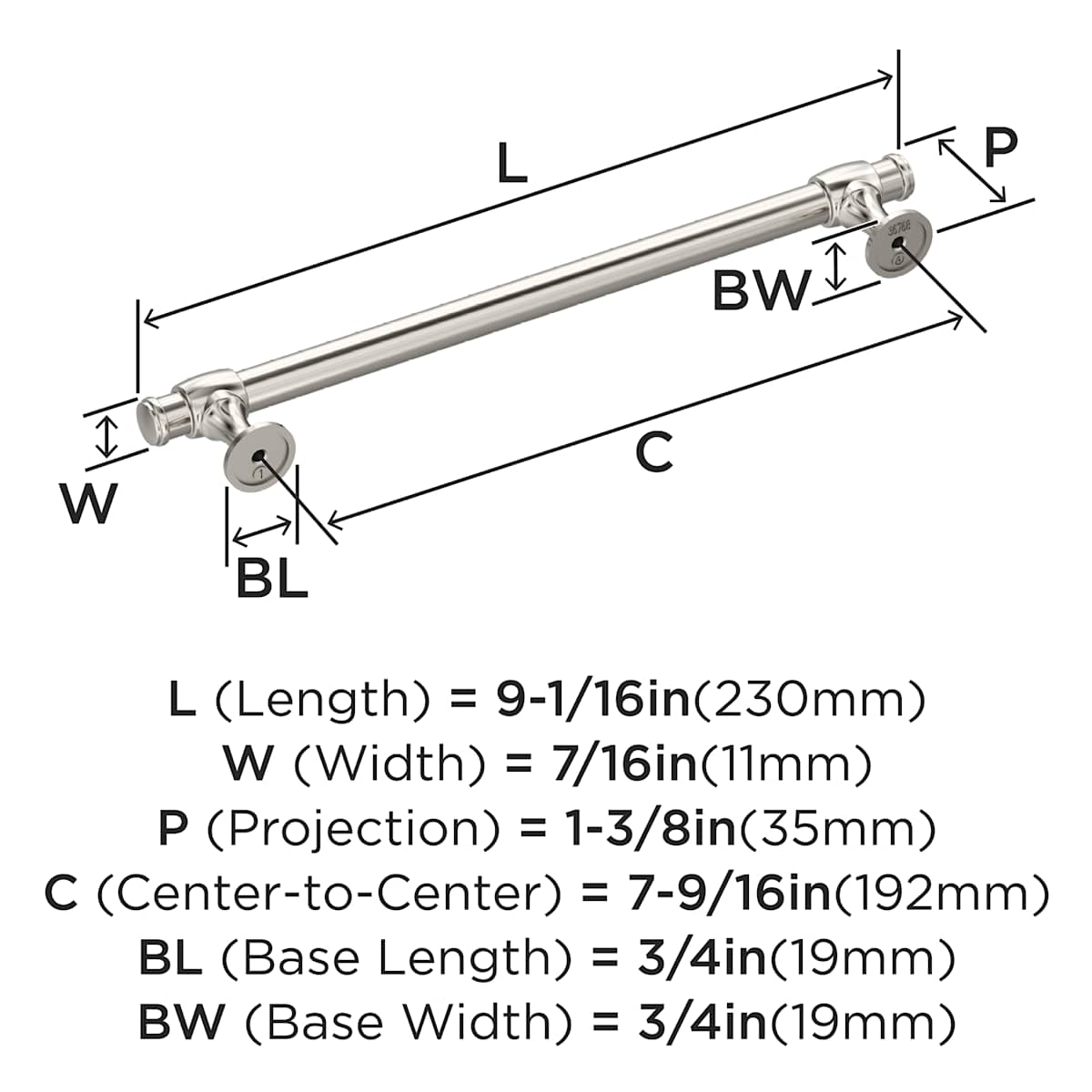 Amerock - BP36768CZ - Winsome 7-9/16 Inch Center to Center Bar Cabinet Pull in Champagne Bronze