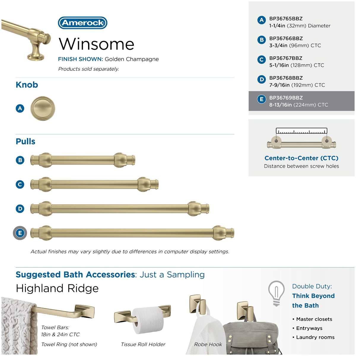 Amerock - BP36769PN - Winsome 8-13/16 Inch Center to Center Bar Cabinet Pull in Polished Nickel