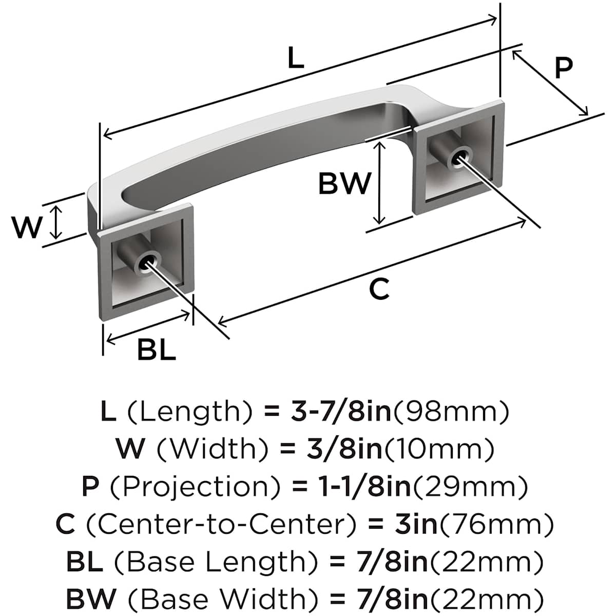 Amerock - BP36778ORB - Ville 3 Inch Center to Center Handle Cabinet Pull in Oil Rubbed Bronze