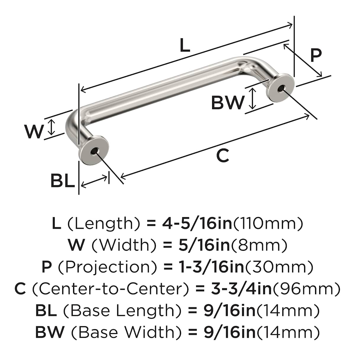 Amerock - BP36781G10 - Factor 3-3/4 Inch Center to Center Handle Cabinet Pull in Satin Nickel
