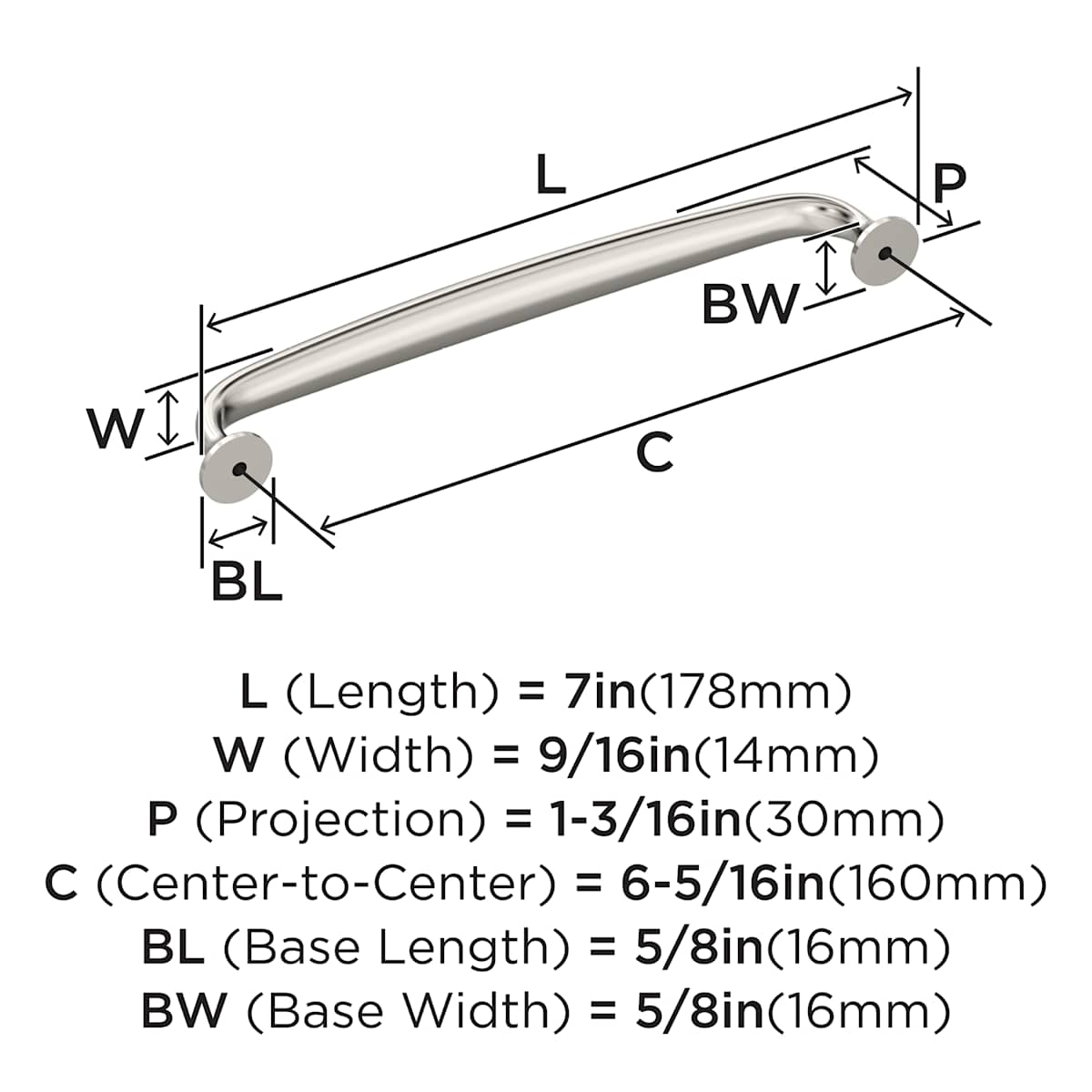 Amerock - BP36796BBZ - Renown 6-5/16 Inch Center to Center Handle Cabinet Pull in Golden Champagne