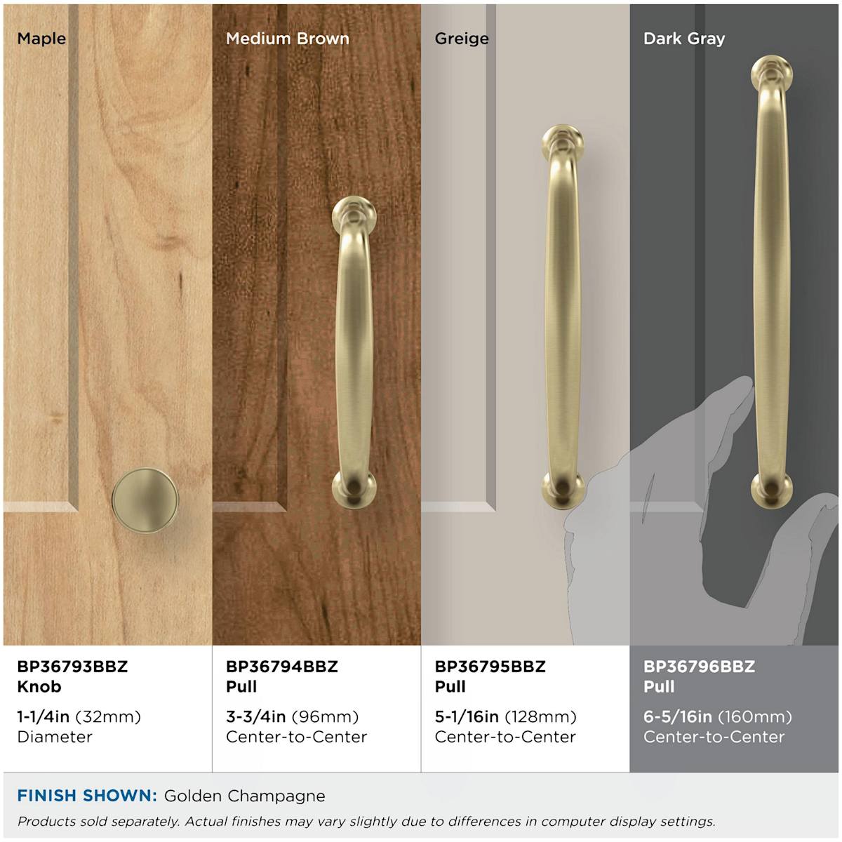Amerock - BP36796BBZ - Renown 6-5/16 Inch Center to Center Handle Cabinet Pull in Golden Champagne