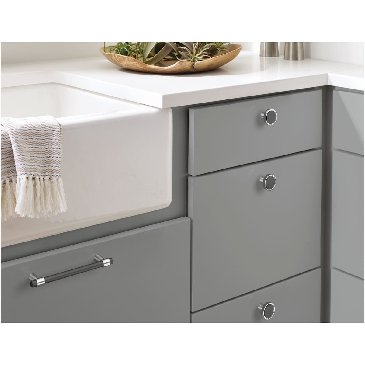 Amerock - BP36857FBG10 - Mergence 1-3/8 Inch Mushroom Cabinet Knob in Matte Black / Satin Nickel