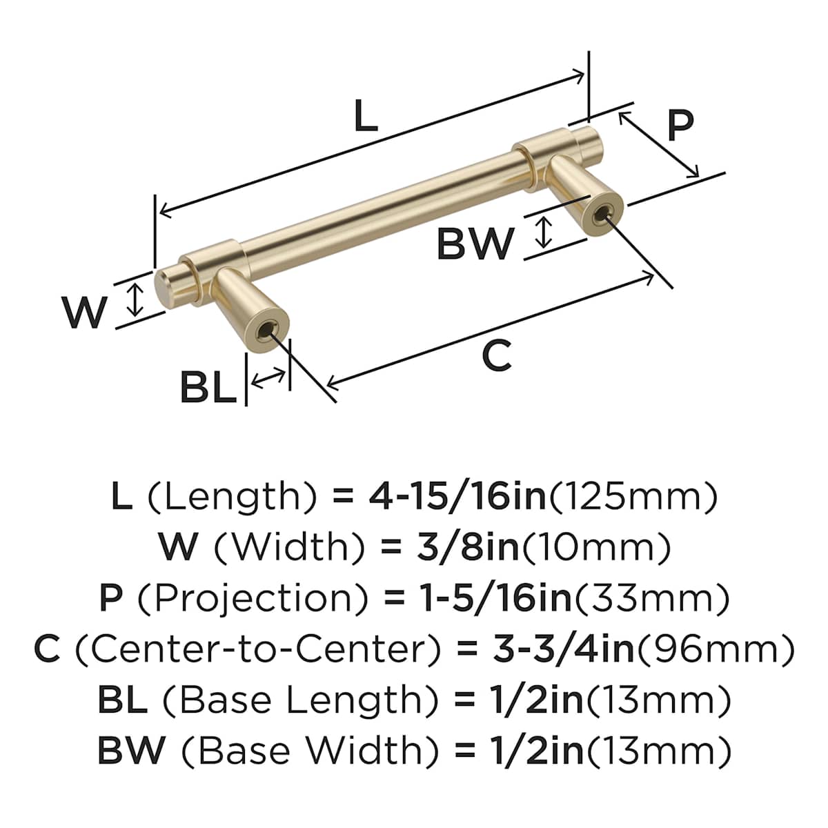 Amerock - BP36858FBPN - Mergence 3-3/4 Inch Center to Center Bar Cabinet Pull in Matte Black / Polished Nickel
