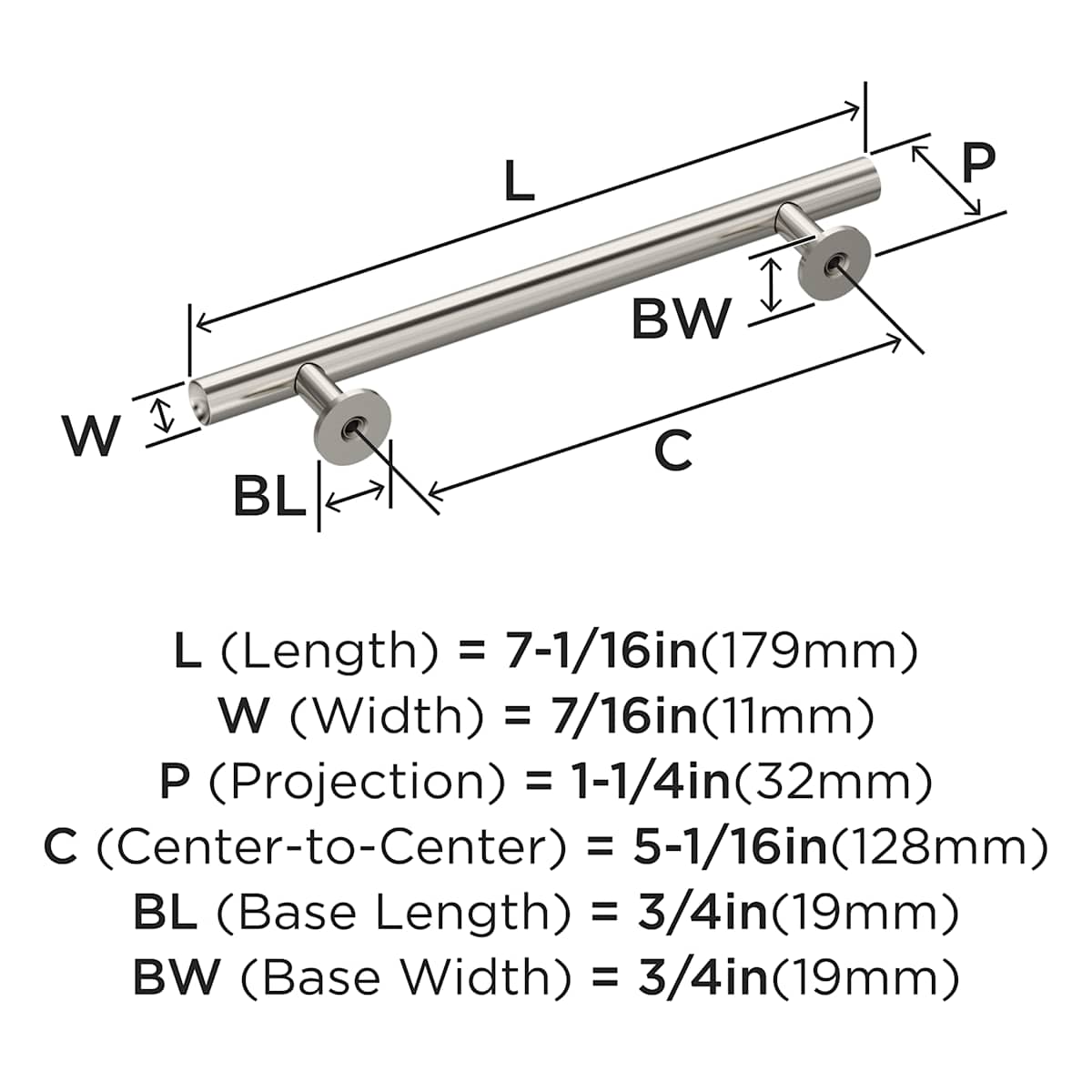 Amerock - BP36866ORB - Radius 5-1/16 Inch Center to Center Bar Cabinet Pull in Oil Rubbed Bronze