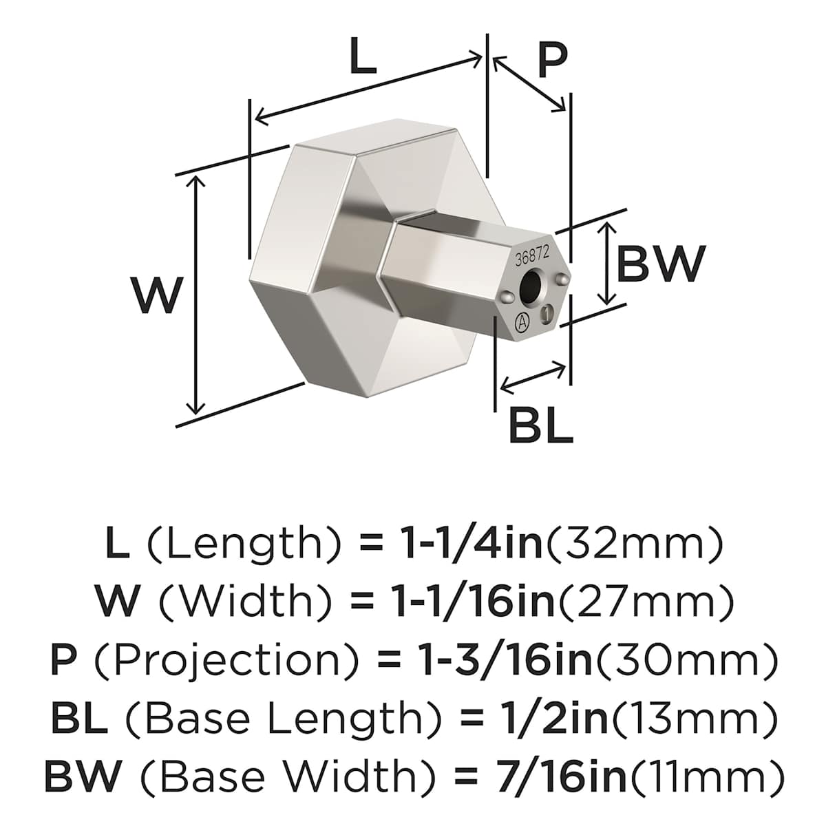 Amerock - BP36872G10 - Caliber 1-1/4 Inch Geometric Cabinet Knob in Satin Nickel