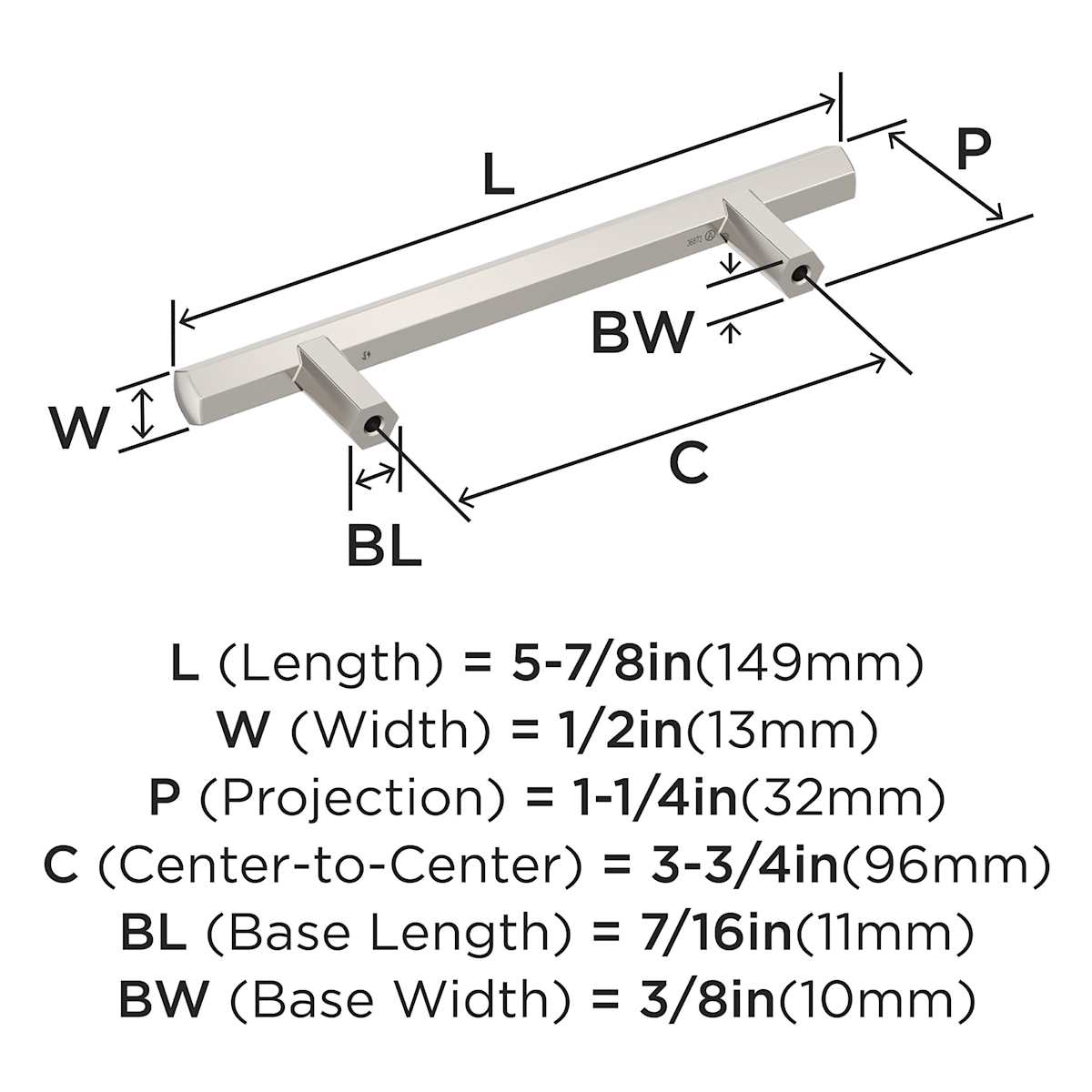 Amerock - BP36873BBZ - Caliber 3-3/4 Inch Center to Center Bar Cabinet Pull in Golden Champagne