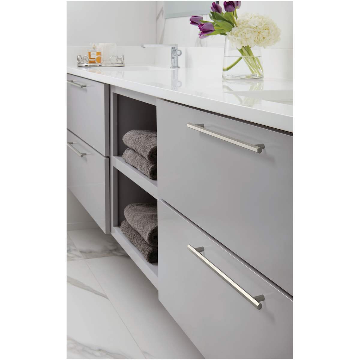 Amerock - BP36877G10 - Caliber 10-1/16 Inch Center to Center Bar Cabinet Pull in Satin Nickel