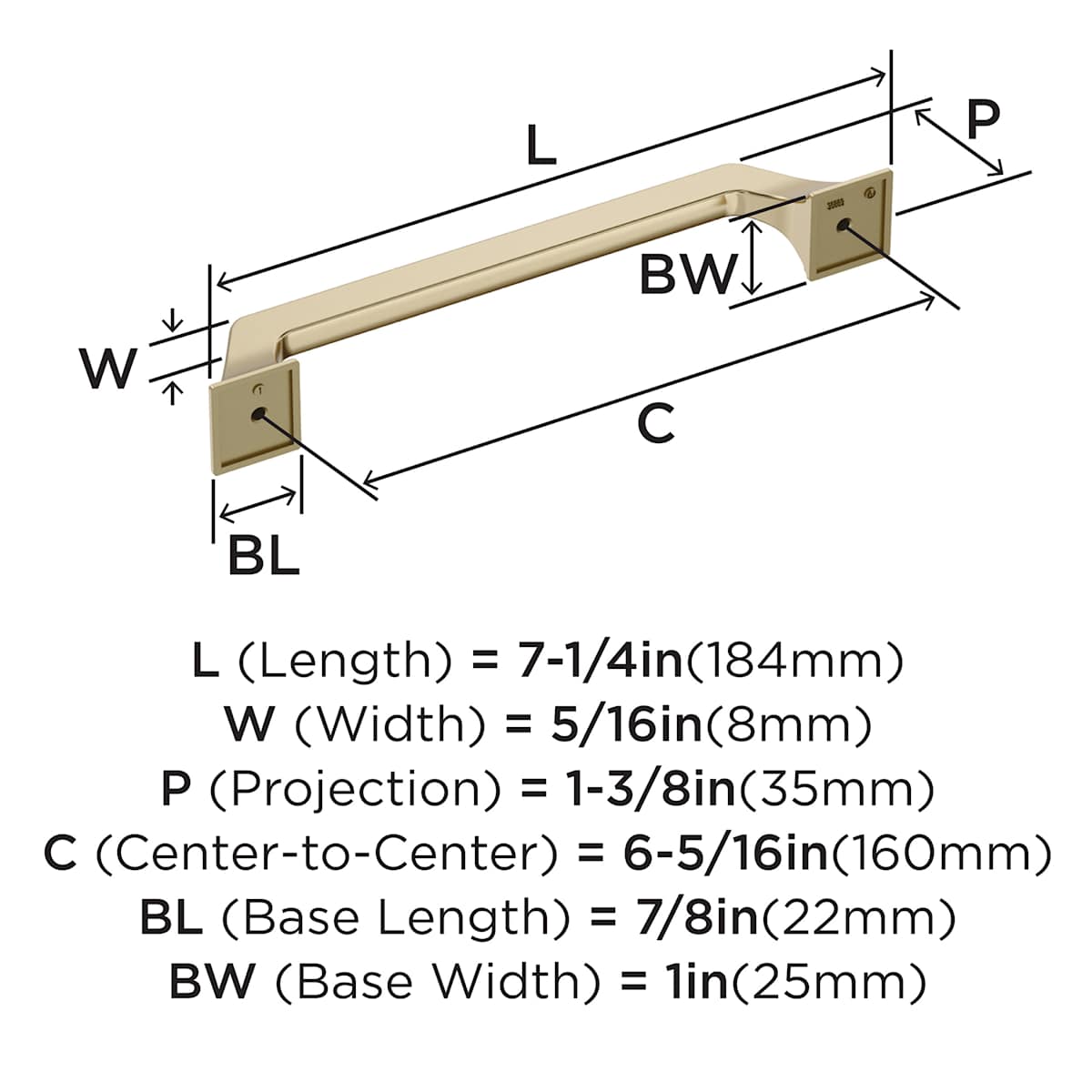 Amerock - BP36883PN - Exceed 6-5/16 Inch Center to Center Arch Cabinet Pull in Polished Nickel