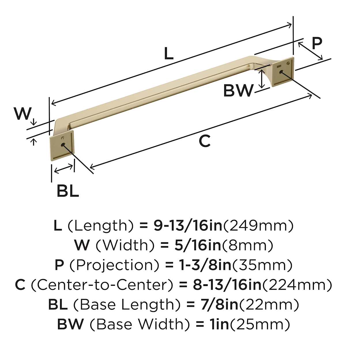 Amerock - BP36884PN - Exceed 8-13/16 Inch Center to Center Arch Cabinet Pull in Polished Nickel
