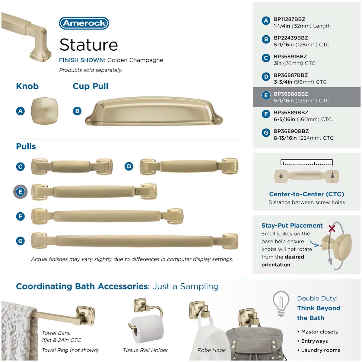 Amerock - BP36888G10 - Stature 5-1/16 Inch Center to Center Handle Cabinet Pull in Satin Nickel