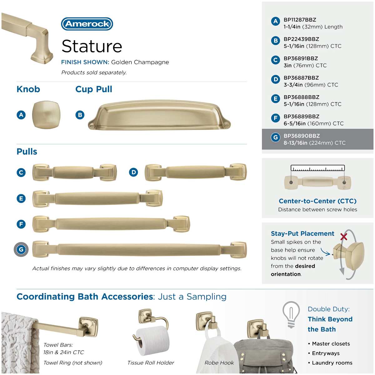 Amerock - BP36890PN - Stature 8-13/16 Inch Center to Center Handle Cabinet Pull in Polished Nickel