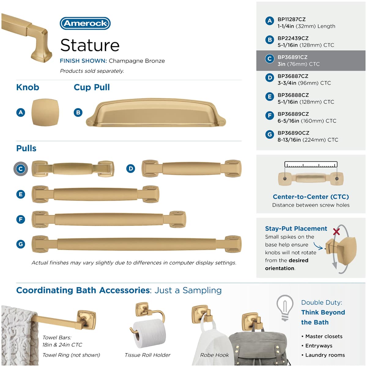 Amerock - BP36891ORB - Stature 3 Inch Center to Center Handle Cabinet Pull in Oil Rubbed Bronze