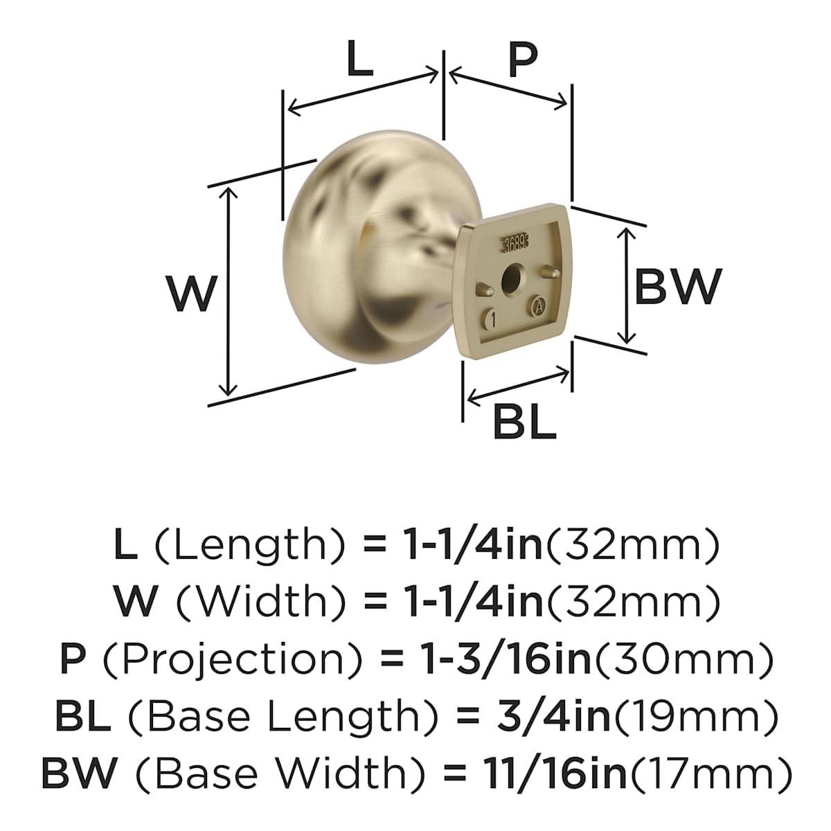 Amerock - BP36893CZ - Surpass 1-1/4 Inch Mushroom Cabinet Knob in Champagne Bronze