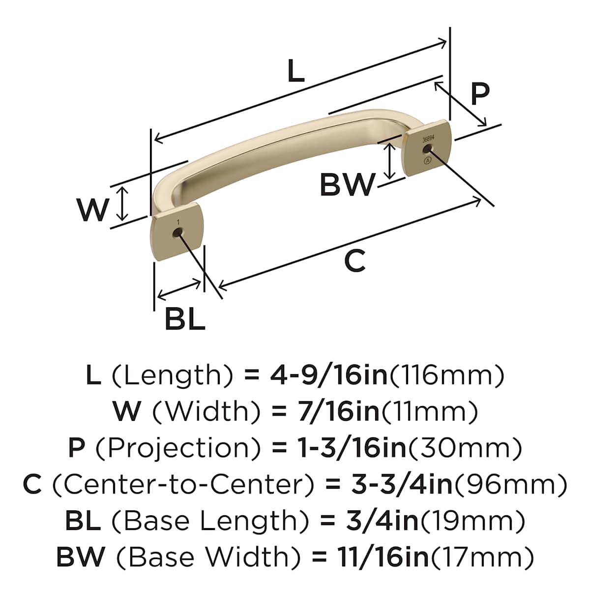 Amerock - BP36894ORB - Surpass 3-3/4 Inch Center to Center Handle Cabinet Pull in Oil Rubbed Bronze