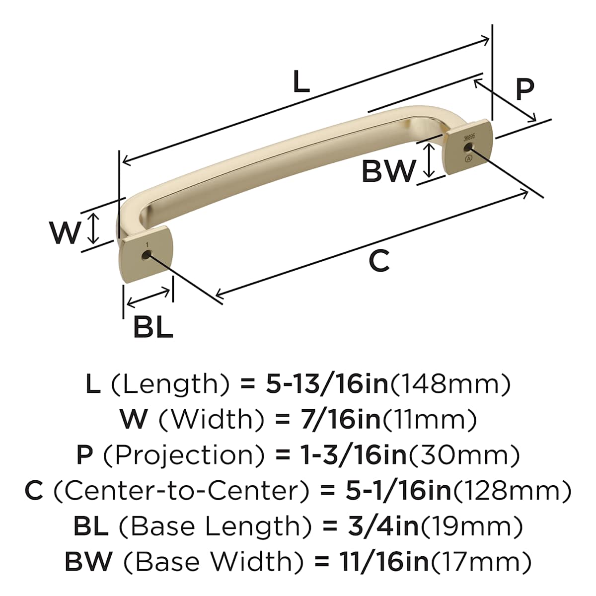 Amerock - BP36895FB - Surpass 5-1/16 Inch Center to Center Handle Cabinet Pull in Matte Black
