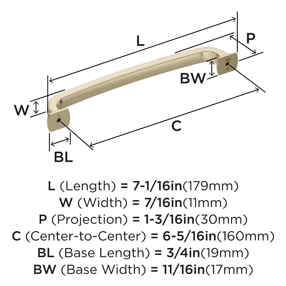 Amerock - BP36896CZ - Surpass 6-5/16 Inch Center to Center Handle Cabinet Pull in Champagne Bronze