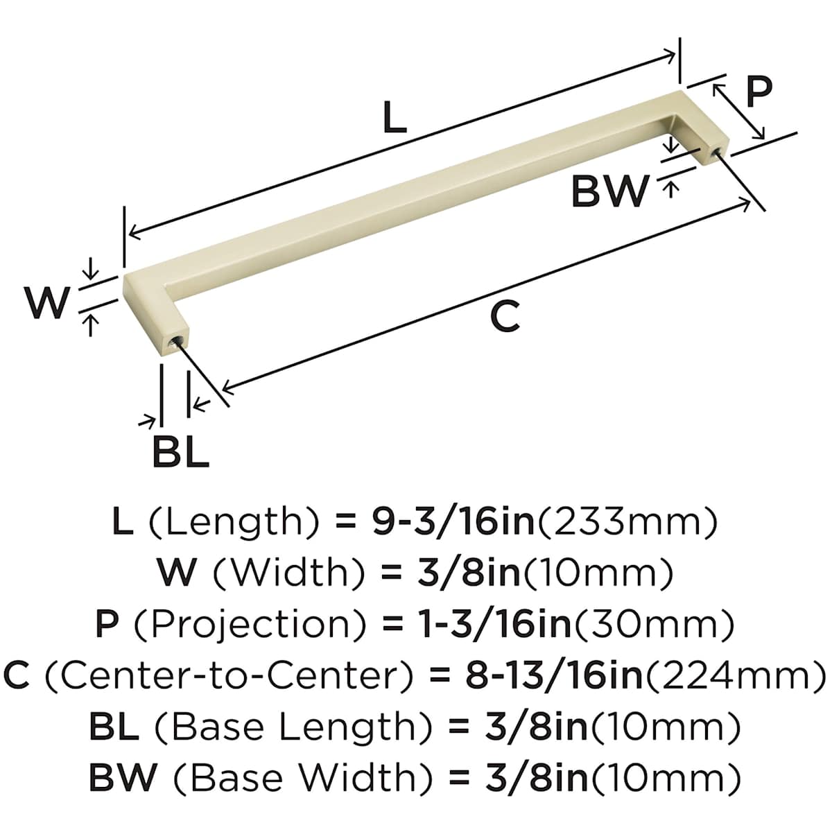Amerock - BP36909ORB - Monument 8-13/16 Inch Center to Center Handle Cabinet Pull in Oil Rubbed Bronze