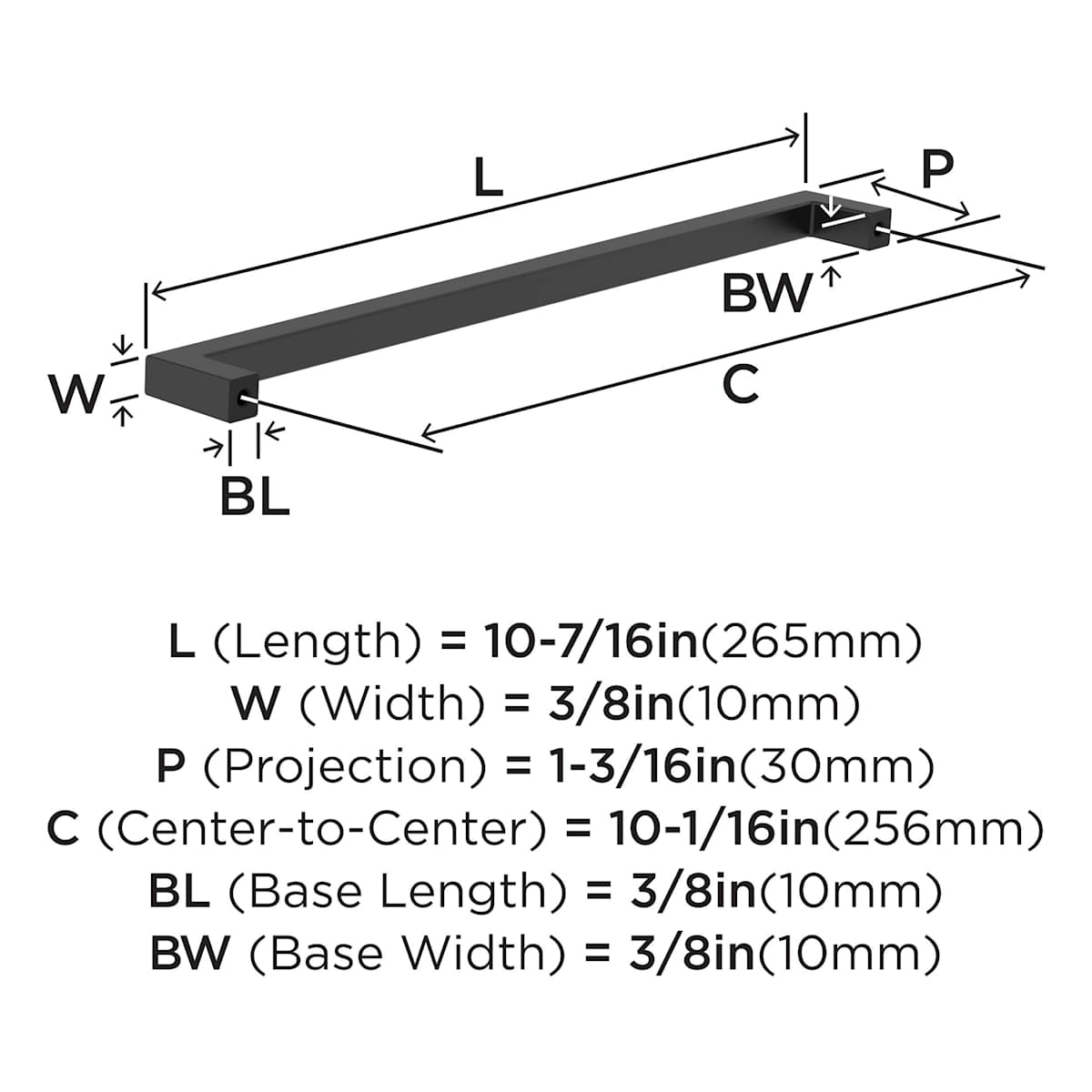 Amerock - BP3691026 - Monument 10-1/16 Inch Center to Center Handle Cabinet Pull in Polished Chrome