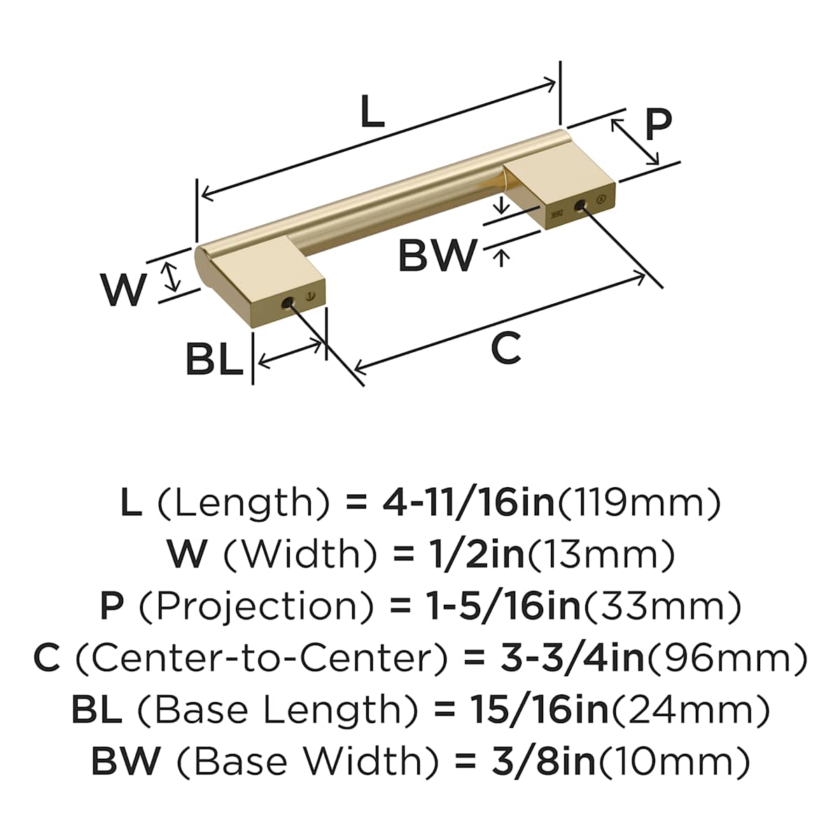 Amerock - BP36912G10 - Versa 3-3/4 Inch Center to Center Handle Cabinet Pull in Satin Nickel
