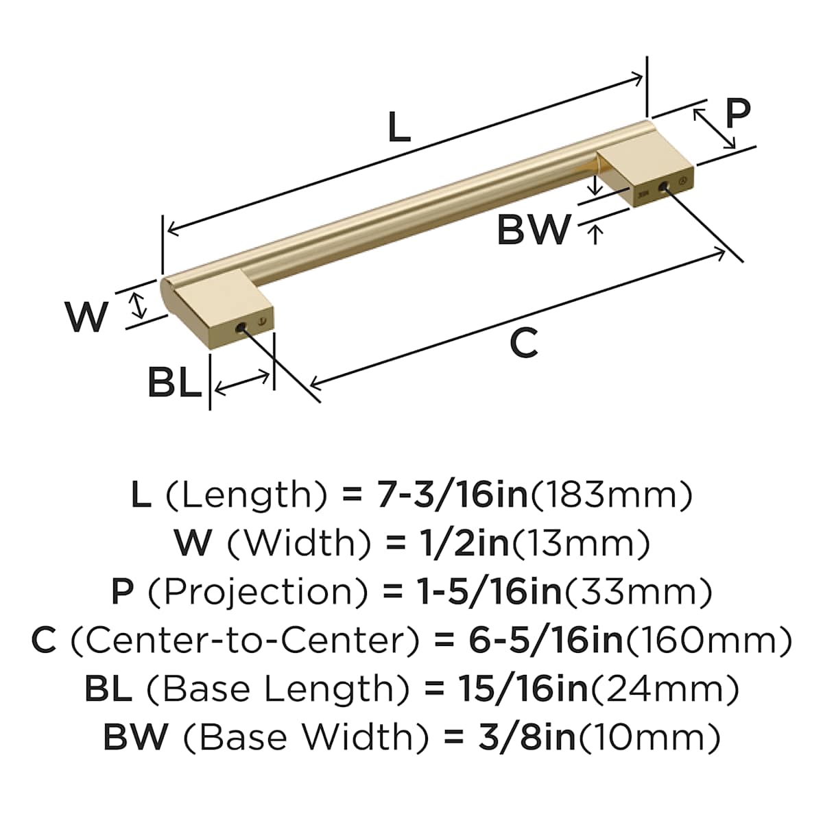 Amerock - BP36914PN - Versa 6-5/16 Inch Center to Center Handle Cabinet Pull in Polished Nickel