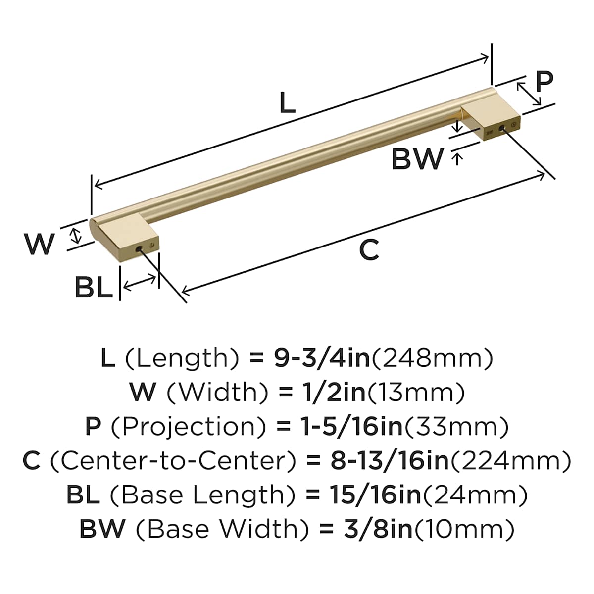 Amerock - BP36915G10 - Versa 8-13/16 Inch Center to Center Handle Cabinet Pull in Satin Nickel