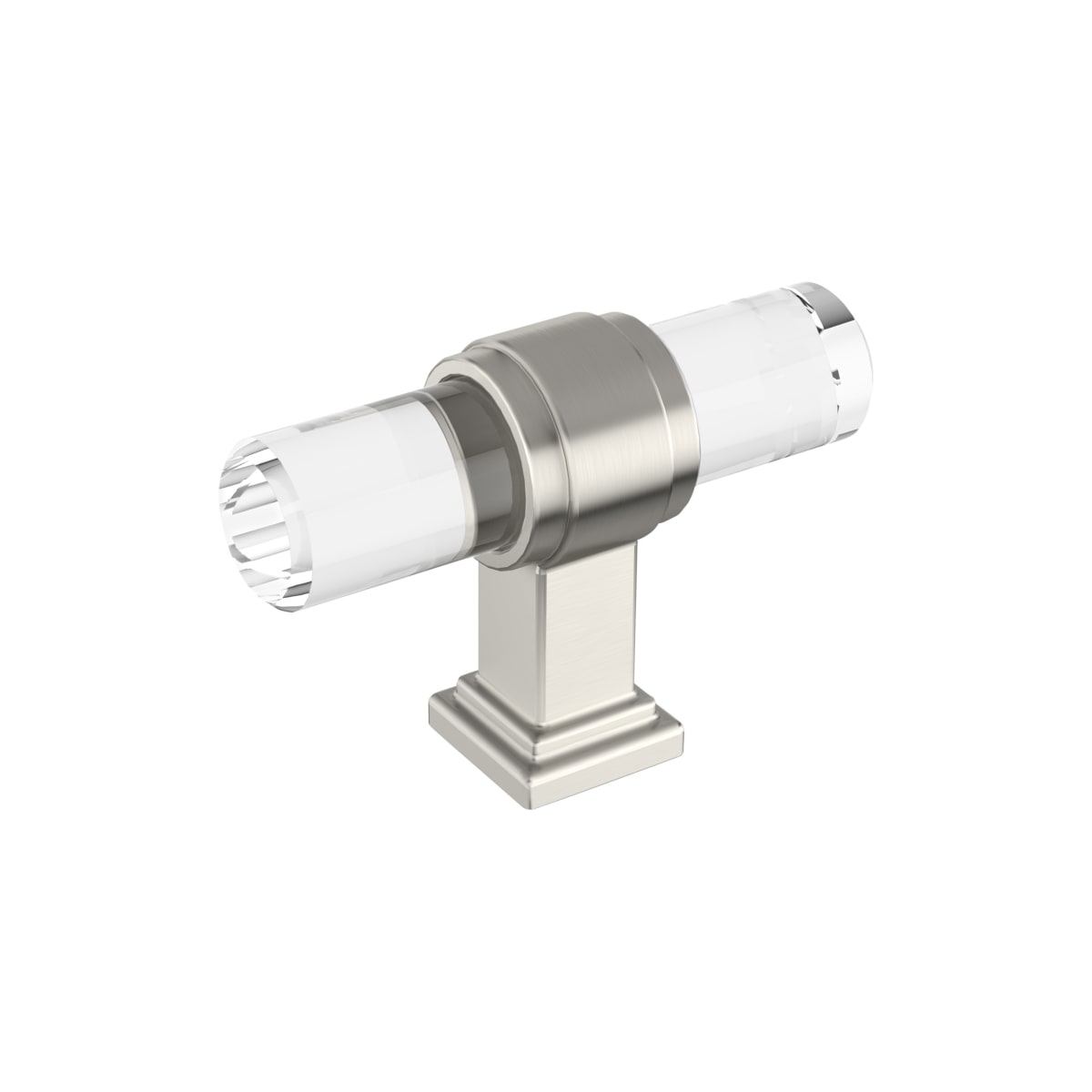 Amerock - BP36977CG10 - Glacio 9/16 Inch Bar Cabinet Knob in Clear / Satin Nickel