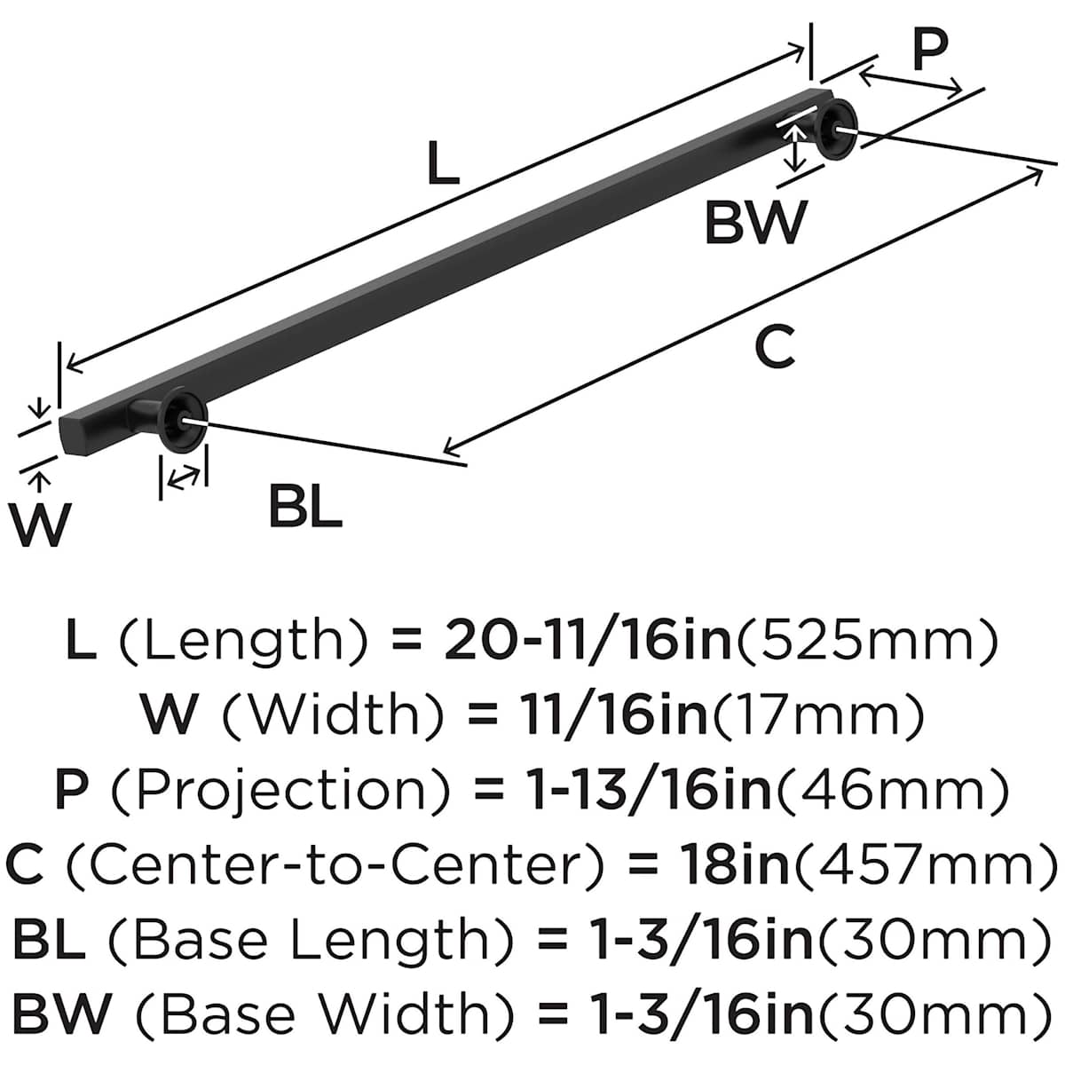 Amerock - BP37111G10 - Everett 18 Inch Center to Center Bar Appliance Pull in Satin Nickel