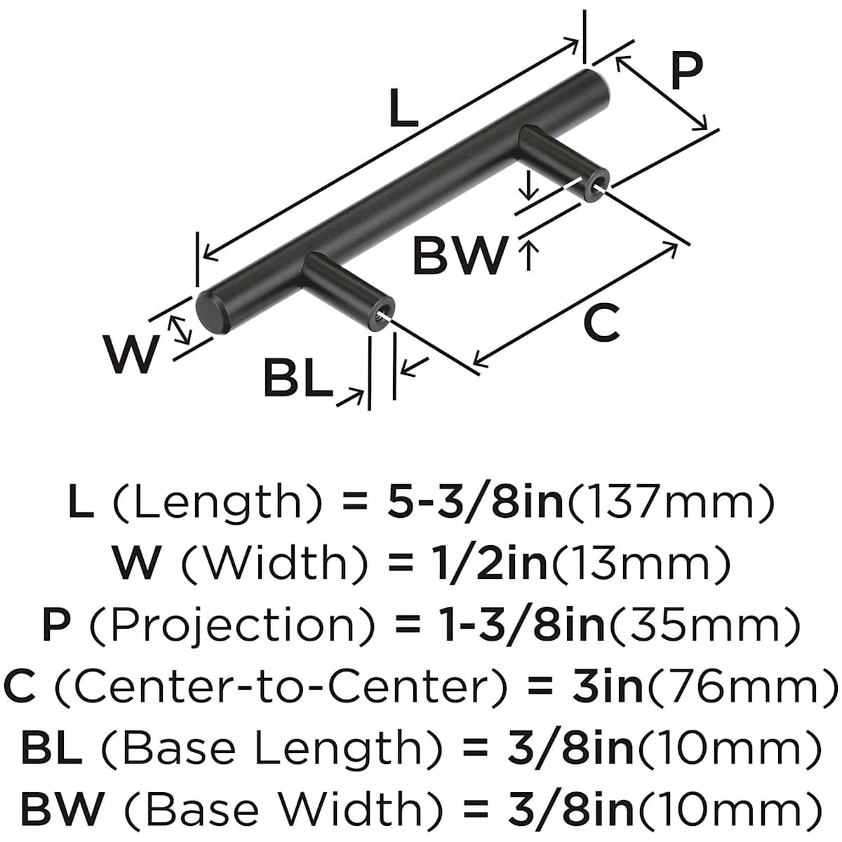 Amerock - BP40515BBR - Bar Pulls 3 Inch Center to Center Bar Cabinet Pull in Black Bronze