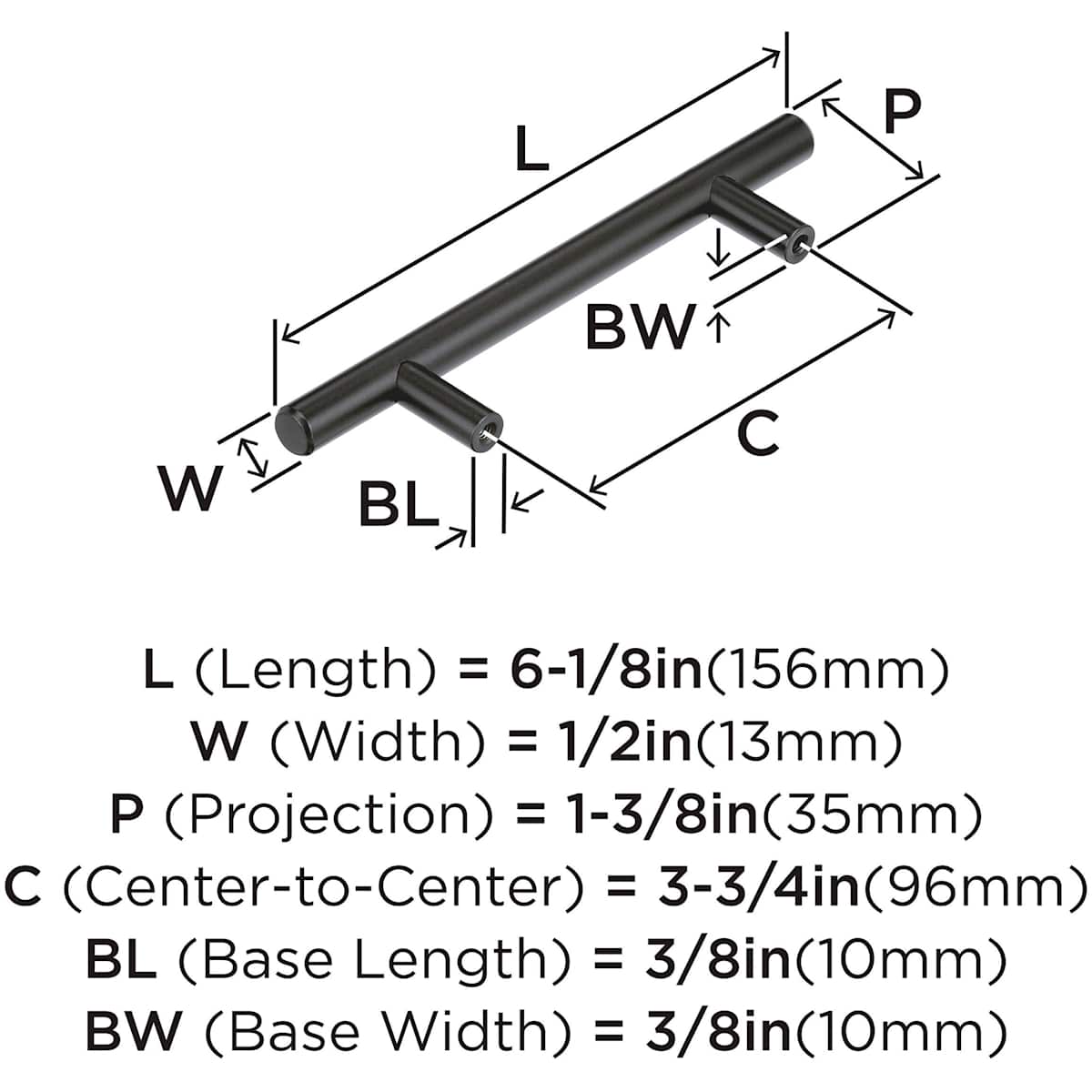 Amerock - BP40516BBR - Bar Pulls 3-3/4 Inch Center to Center Bar Cabinet Pull in Black Bronze