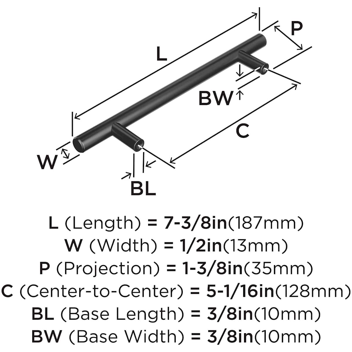 Amerock - BP40517BBR - Bar Pulls 5-1/16 Inch Center to Center Bar Cabinet Pull in Black Bronze