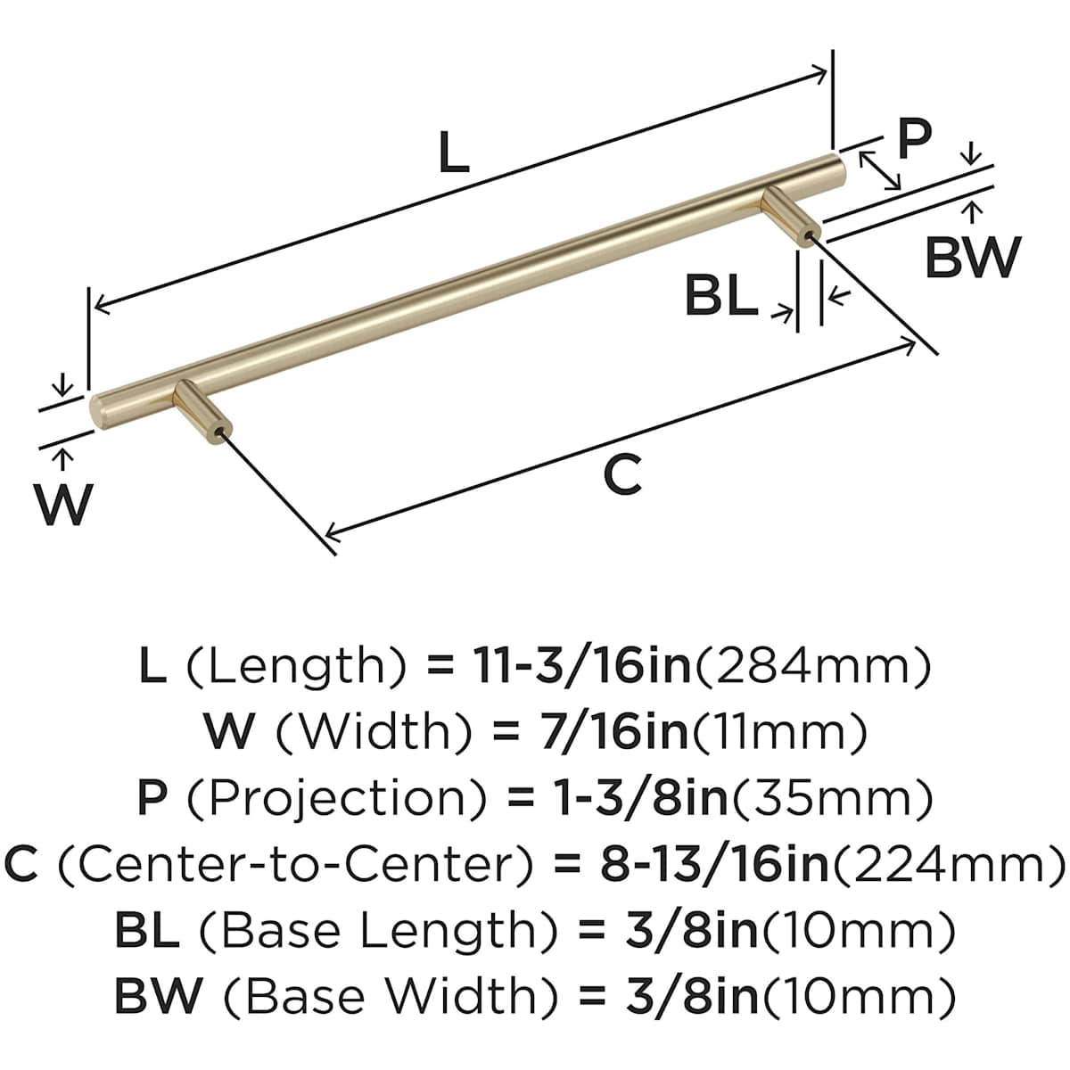 Amerock - BP40521CZ - Bar Pulls 8-13/16 Inch Center to Center Bar Cabinet Pull in Champagne Bronze