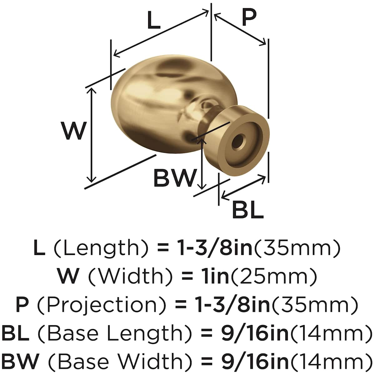 Amerock - BP53014G10 - Vaile 1-3/8 Inch Oval Cabinet Knob in Satin Nickel