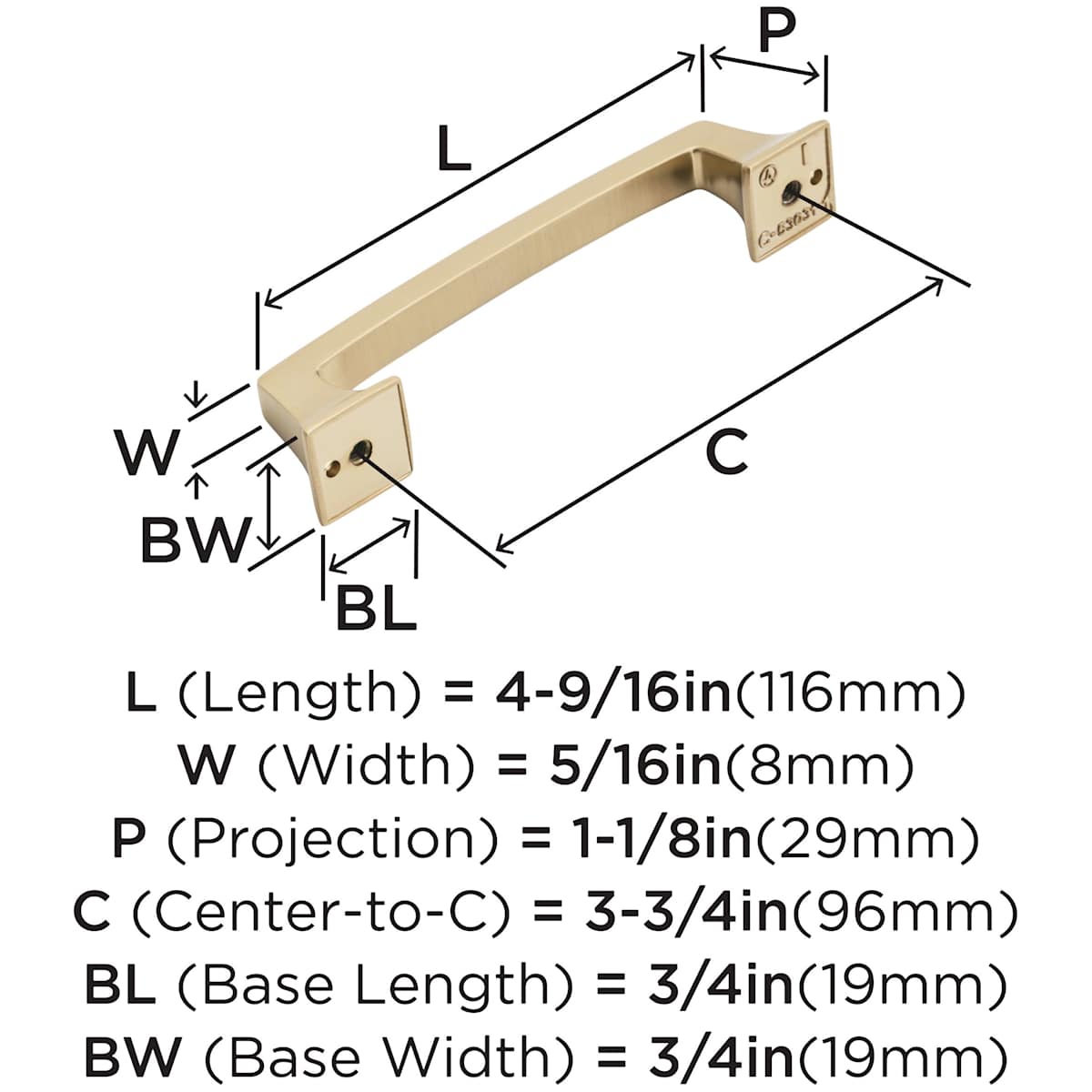 Amerock - BP53031CZ - Mulholland 3-3/4 Inch Center to Center Handle Cabinet Pull in Champagne Bronze