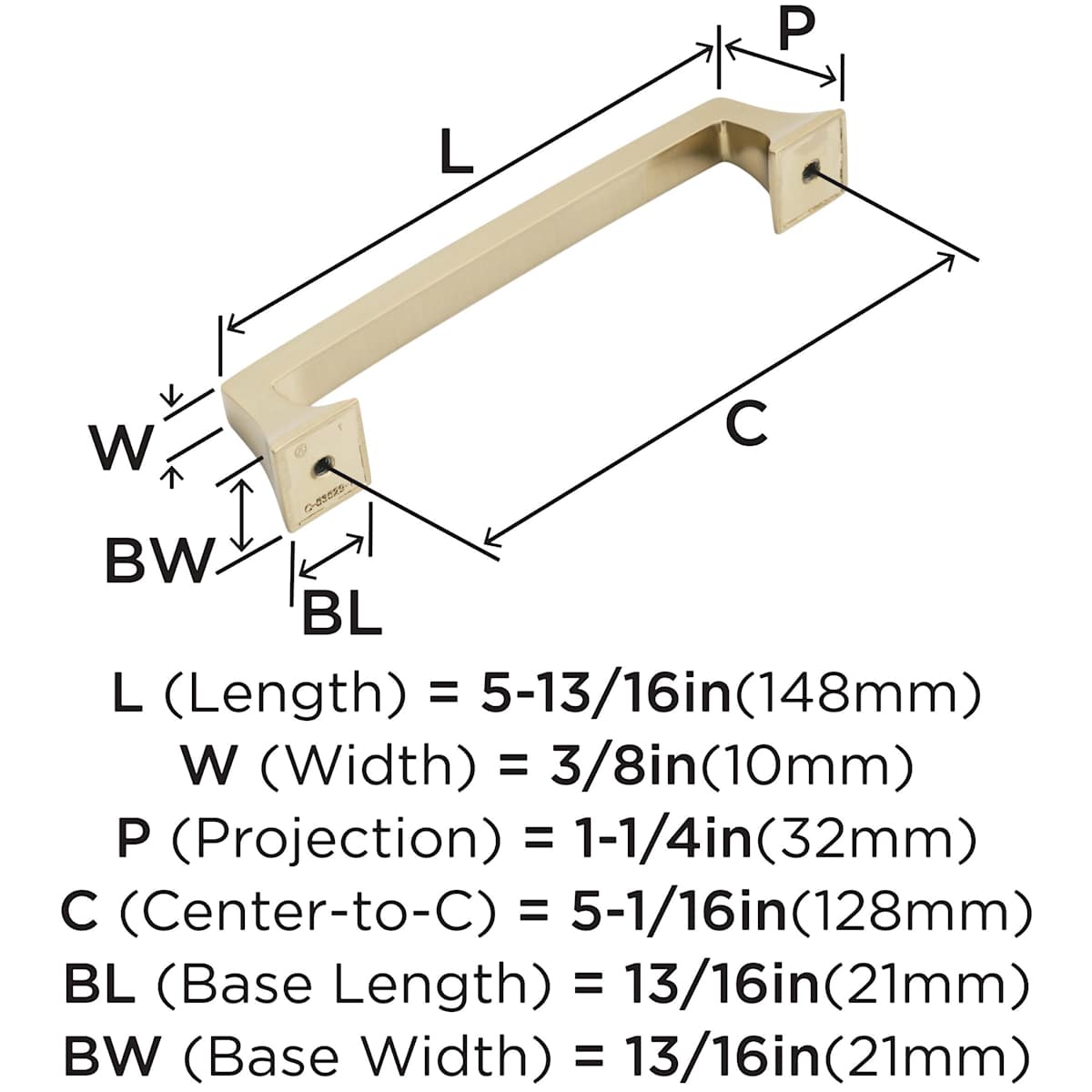 Amerock - BP5352926 - Mulholland 5-1/16 Inch Center to Center Handle Cabinet Pull in Polished Chrome