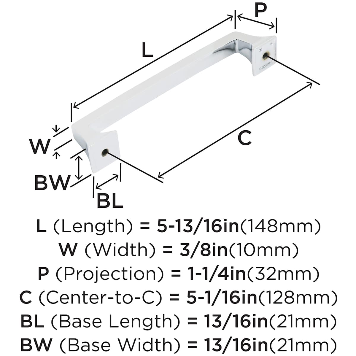 Amerock - BP5352926 - Mulholland 5-1/16 Inch Center to Center Handle Cabinet Pull in Polished Chrome