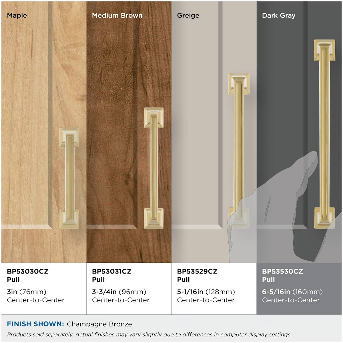 Amerock - BP53530CZ - Mulholland 6-5/16 Inch Center to Center Handle Cabinet Pull in Champagne Bronze