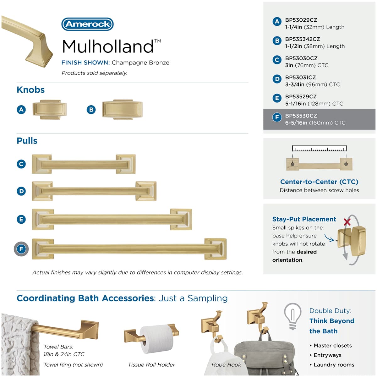 Amerock - BP53530CZ - Mulholland 6-5/16 Inch Center to Center Handle Cabinet Pull in Champagne Bronze